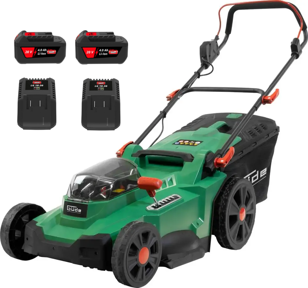 Güde Accu Grasmaaier 430/40-8 Inclusief 2x 4,0 Ah Accu & Lader - 43cm